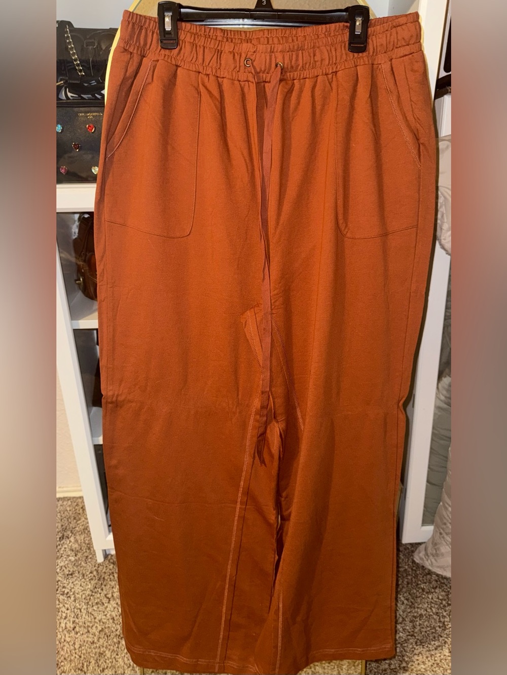 Women’s Relaxed Drawstring Pants in Rust